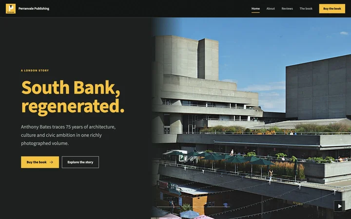 Perranvale Publishing website, designed by Jameson Web Studio, showing the South Bank book introduction